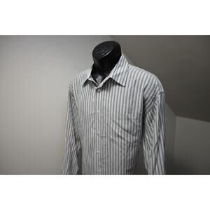 Bugatchi Uomo Striped Dress Shirt Modal Polyester Blend Long Sleeve Mens Sz XL